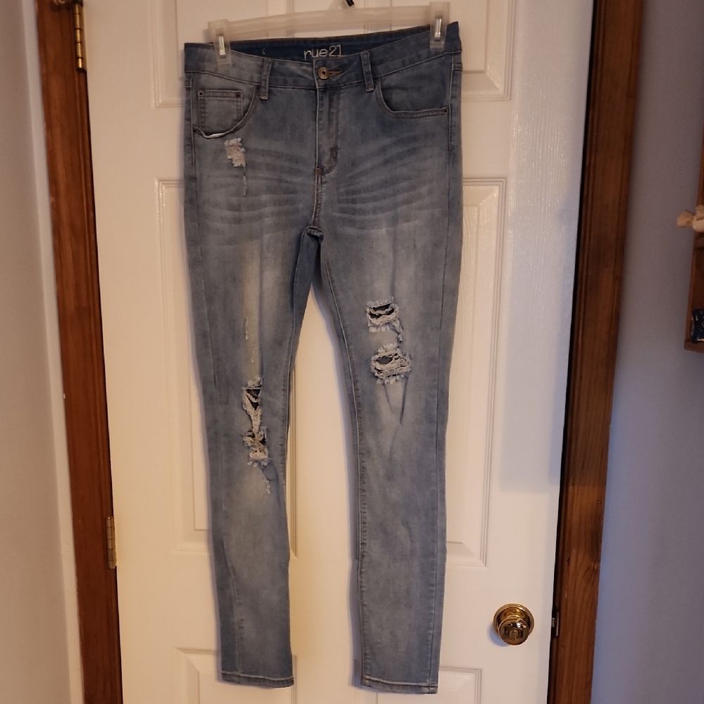 Rue21 Faded Blue Ripped Skinny Jeans